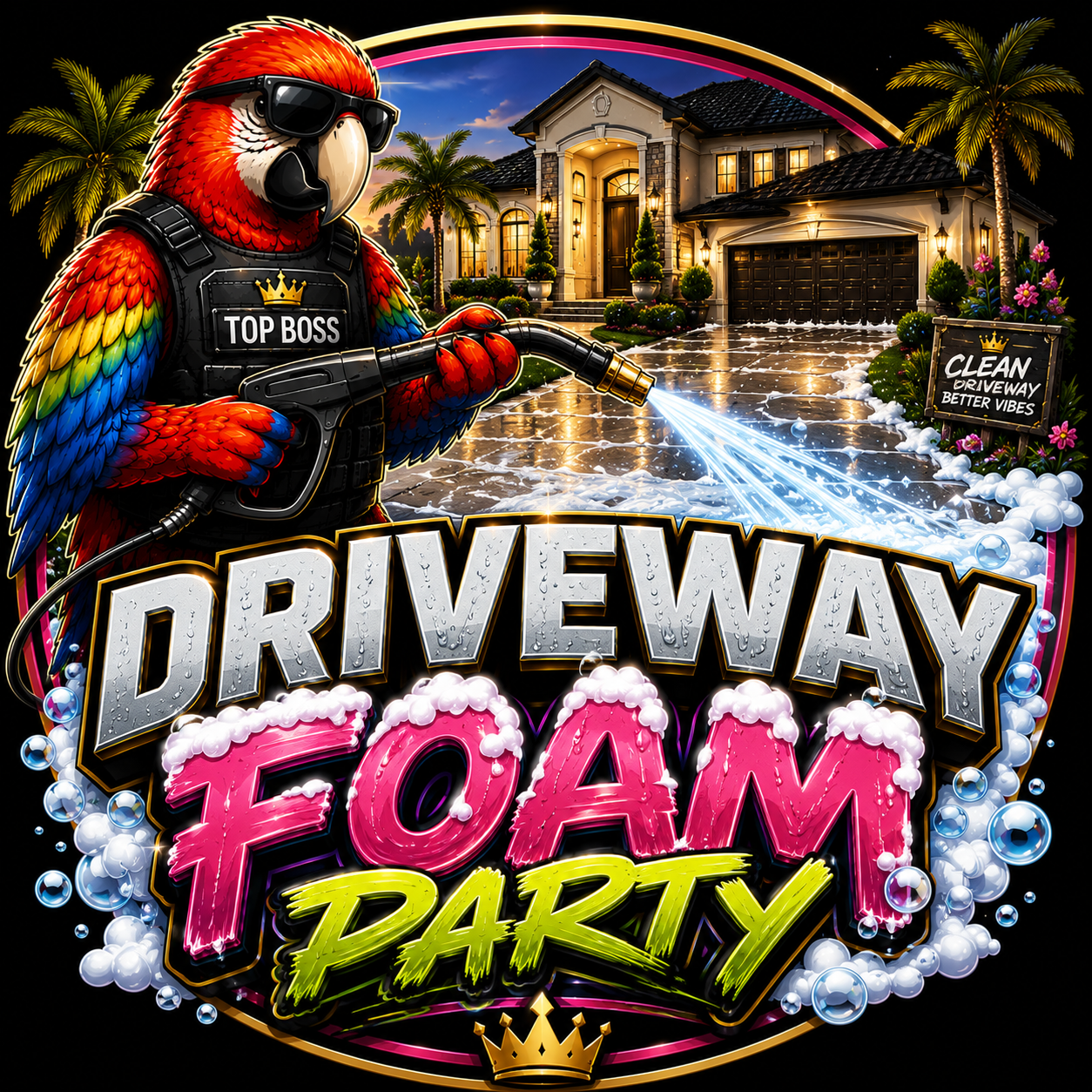 Driveway foam party